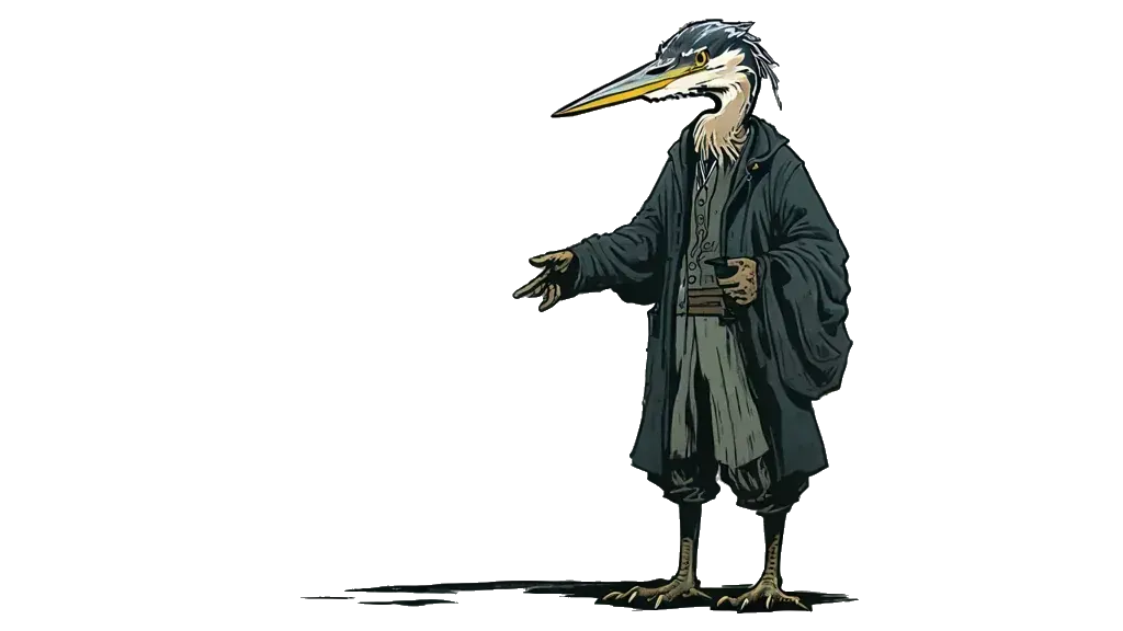 De reiger-registerhouder van dichtbij, de figuur van deze site