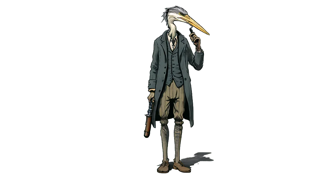 De reiger-registerhouder van dichtbij, de figuur van deze site