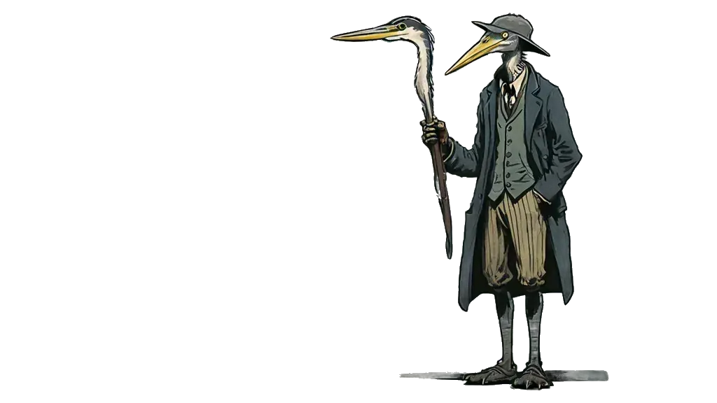 De reiger-registerhouder van dichtbij, de figuur van deze site
