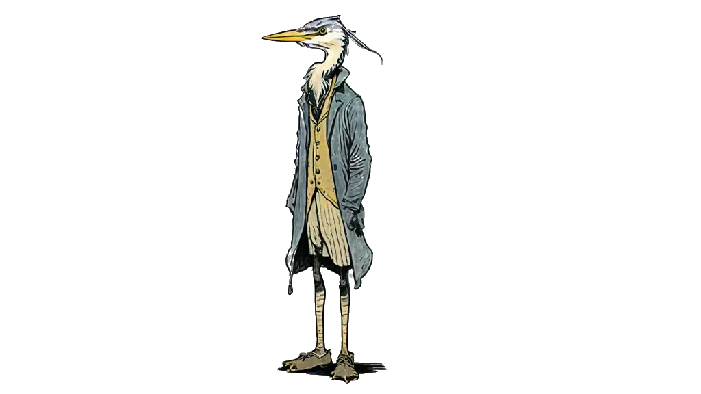 De reiger-registerhouder van dichtbij, de figuur van deze site