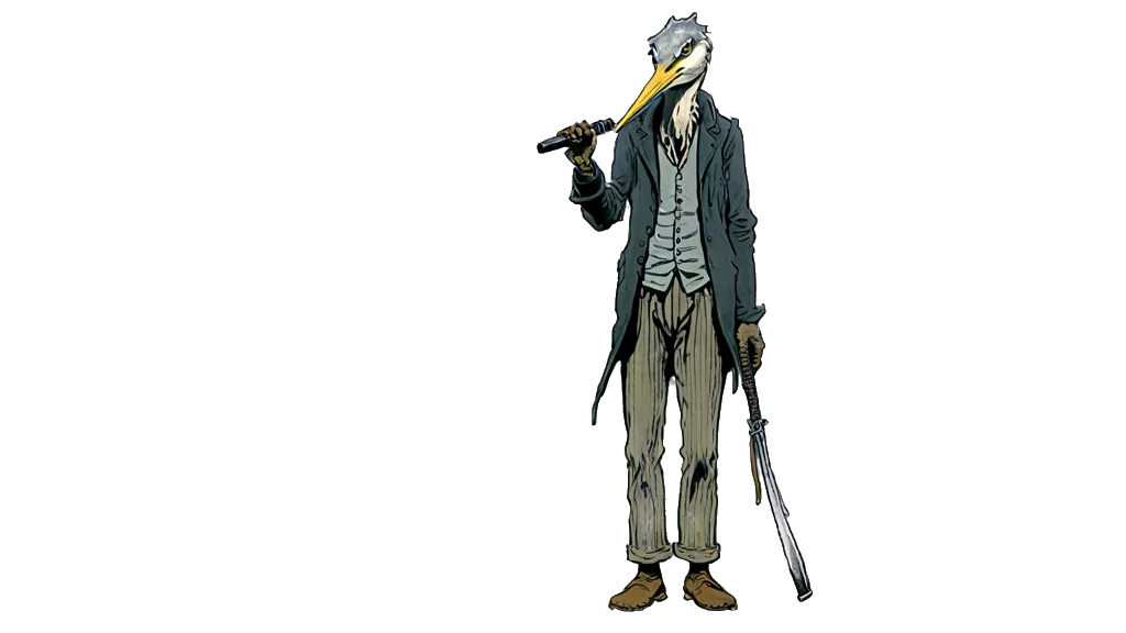 De reiger-registerhouder van dichtbij, de figuur van deze site