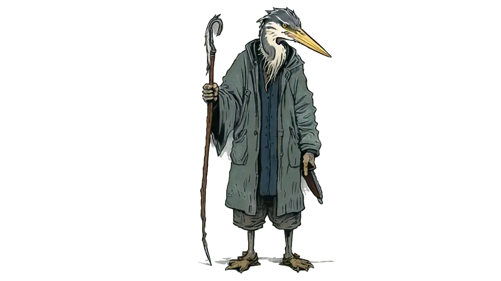 De reiger-registerhouder van dichtbij, de figuur van deze site