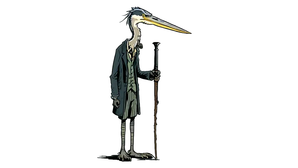 De reiger-registerhouder van dichtbij, de figuur van deze site