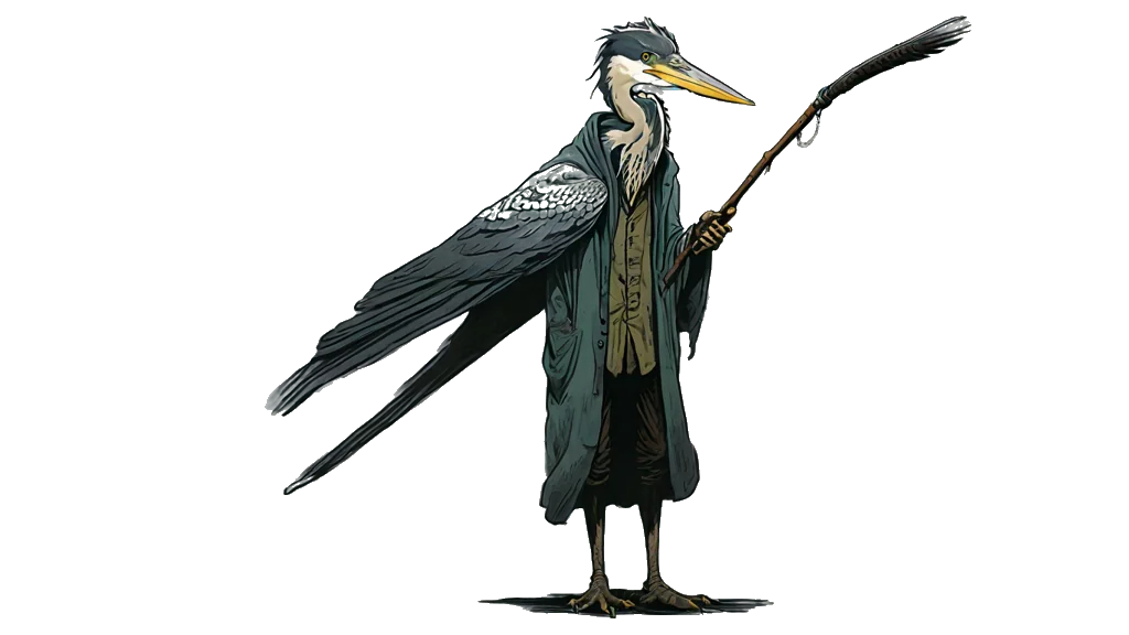 De reiger-registerhouder van dichtbij, de figuur van deze site
